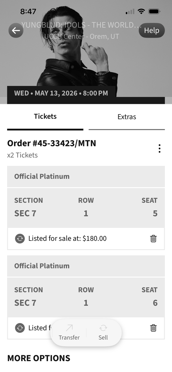 Yungblud Sec 7 Row 1 - Losing Money cuz I can't go and want to get them sold - $120 a piece