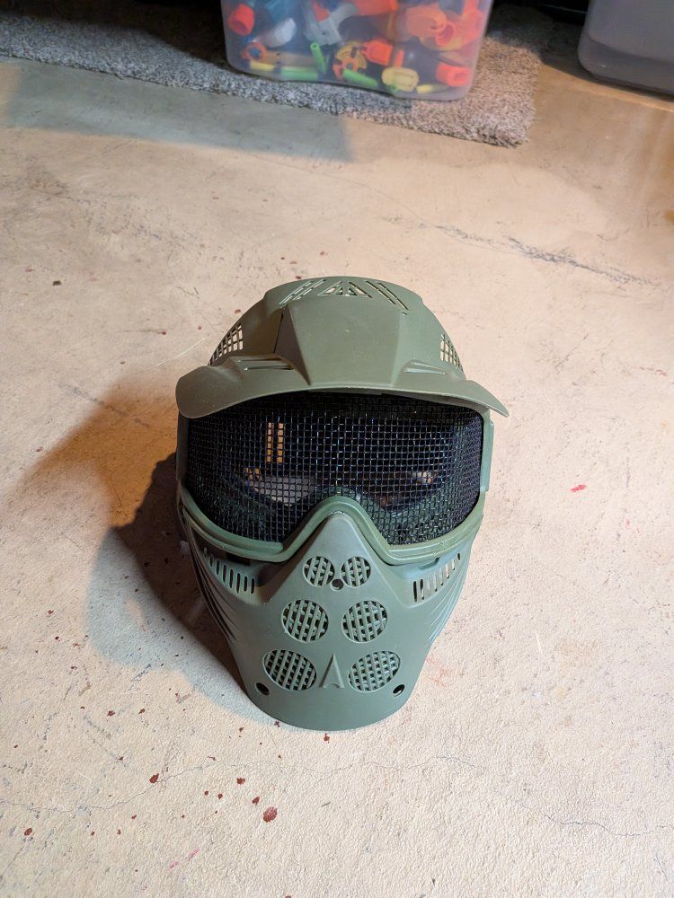 Tactical Airsoft Face Mask w/ Mesh Eye Protection - Olive Green