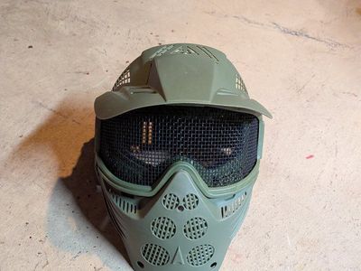 Tactical Airsoft Face Mask w/ Mesh Eye Protection - Olive Green