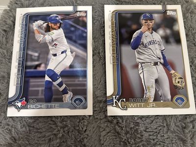 Topps 2023 Baseball Cards: Bo Bichette Blue Jays & Bobby Witt Jr. Royals - Excellent Condition. Big cards 8 inches