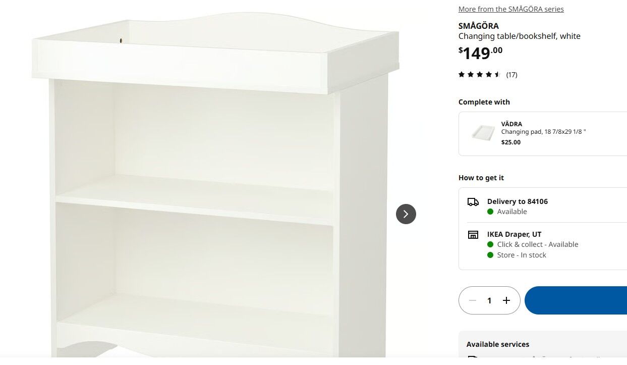 baby Changing table/bookshelf