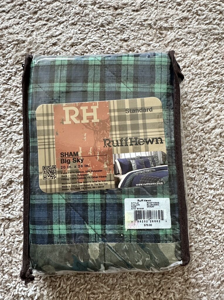 New Ruff Hewn Big Sky Std Sham 20x26 Blue Camo