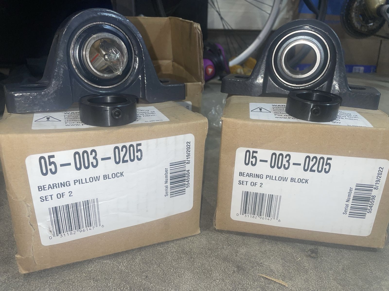 Evaporative cooler pillow block bearings