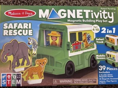 Melissa & Doug MAGNETivity Safari Rescue 2-in-1 Magnetic Building Play Set 39 Pcs Ages 4-10