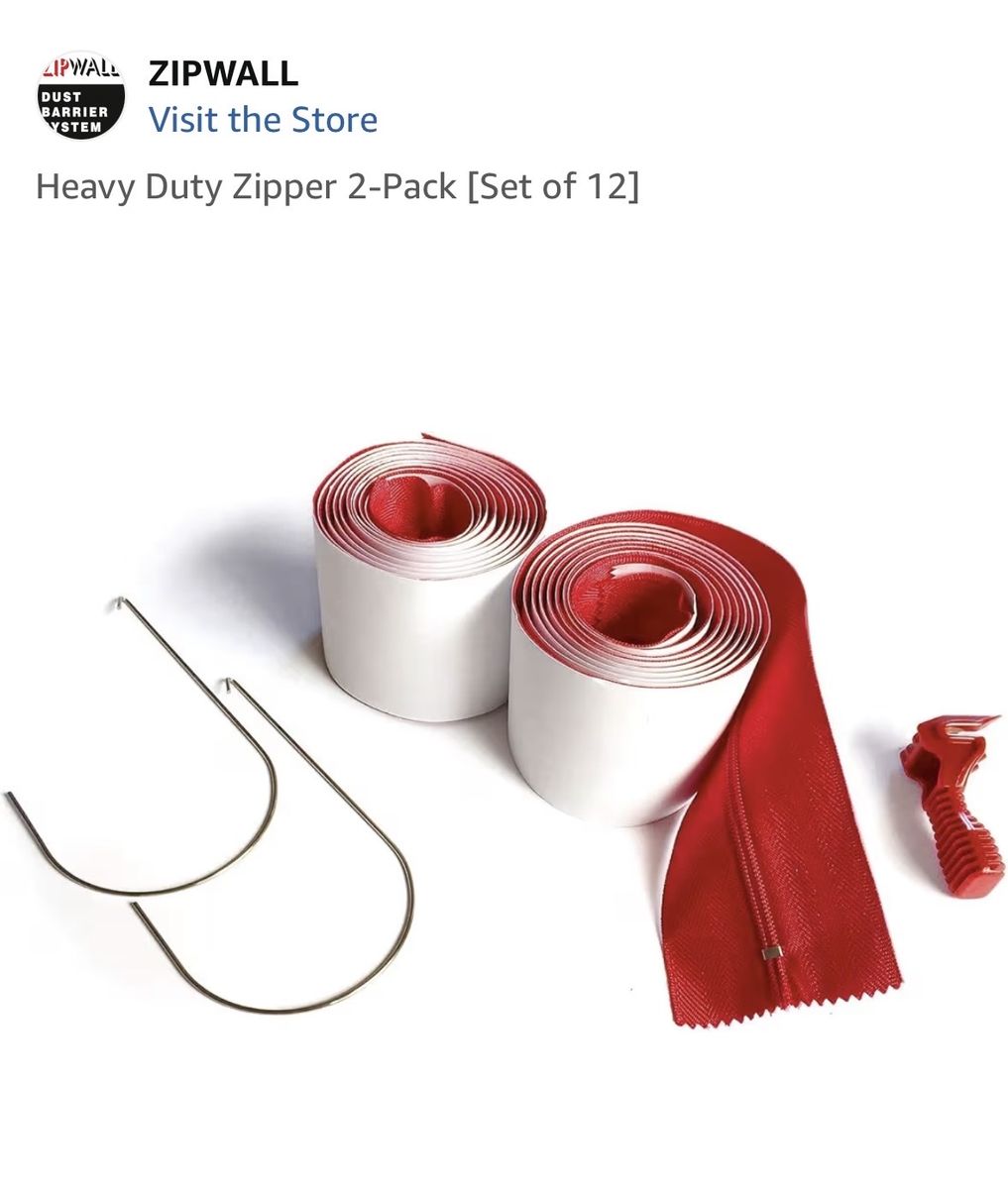 ZIPWALL Heavy Duty Dust Barrier Zippers - 2-Pack for Temporary Dust Walls