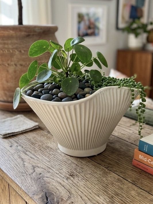 Mid-Century Fluted Mantel Vase Planter