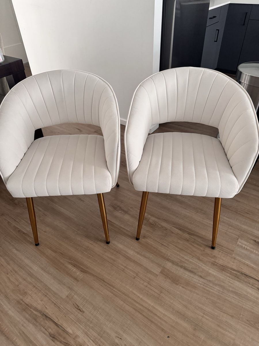 Velvet chairs with gold legs