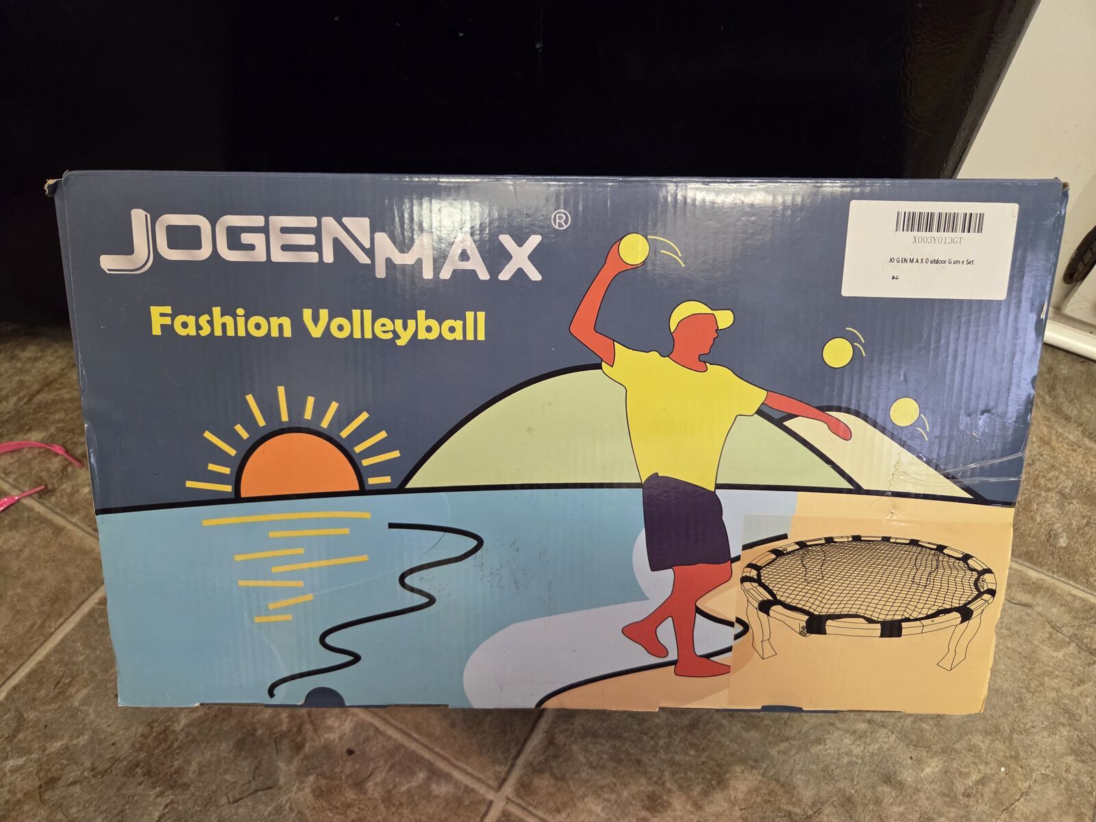 JOGENMAX Outdoor Game Set, Fully Foldable, Detachable Legs, Includes 3 Balls,Dra