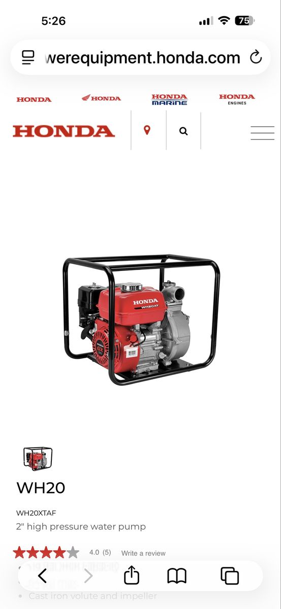 Honda WH20XT pump