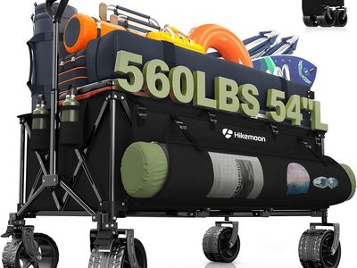 54" Long Collapsible Wagon - 400L Extra Large - Big All-Terrain Wheels - Holds 560LBS Heavy Duty