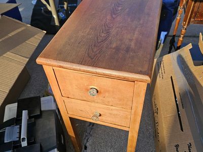 Vintage Solid Wood 2-Drawer Side Table / Nightstand – Project Piece