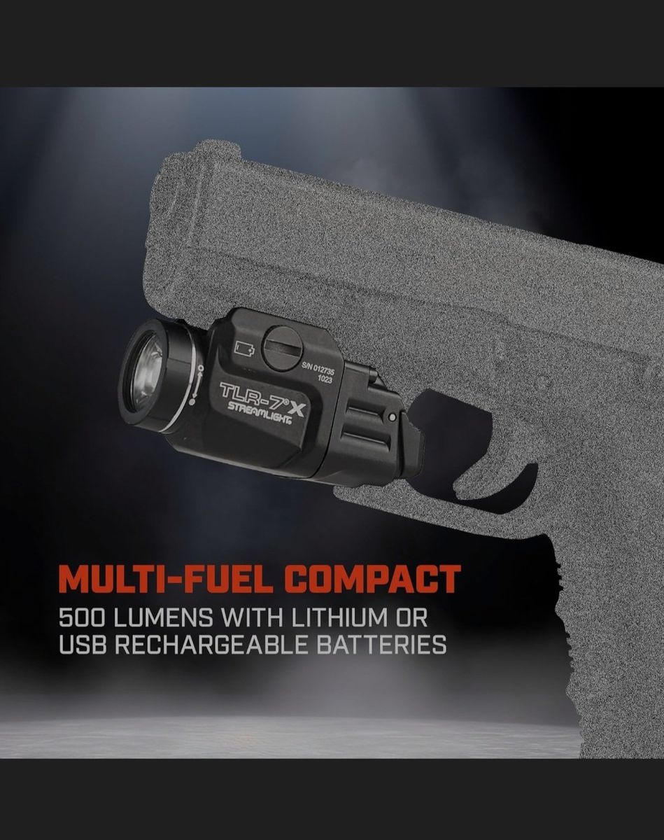 Streamlight TLR-7 X Multi-Fuel Low-Profile 500 Lumen Weapon-Mounted Light, 140m Distance