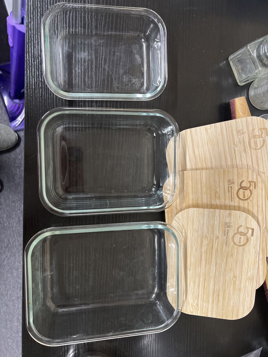 Set of 3 Glass Food Storage Containers with Bamboo Lids - Intermountain Health 50th Anniversary
