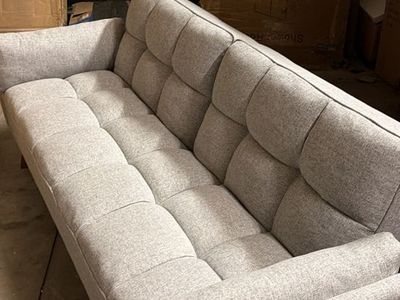 Light Gray Fabric Sofa Couch - Modern Tufted Design