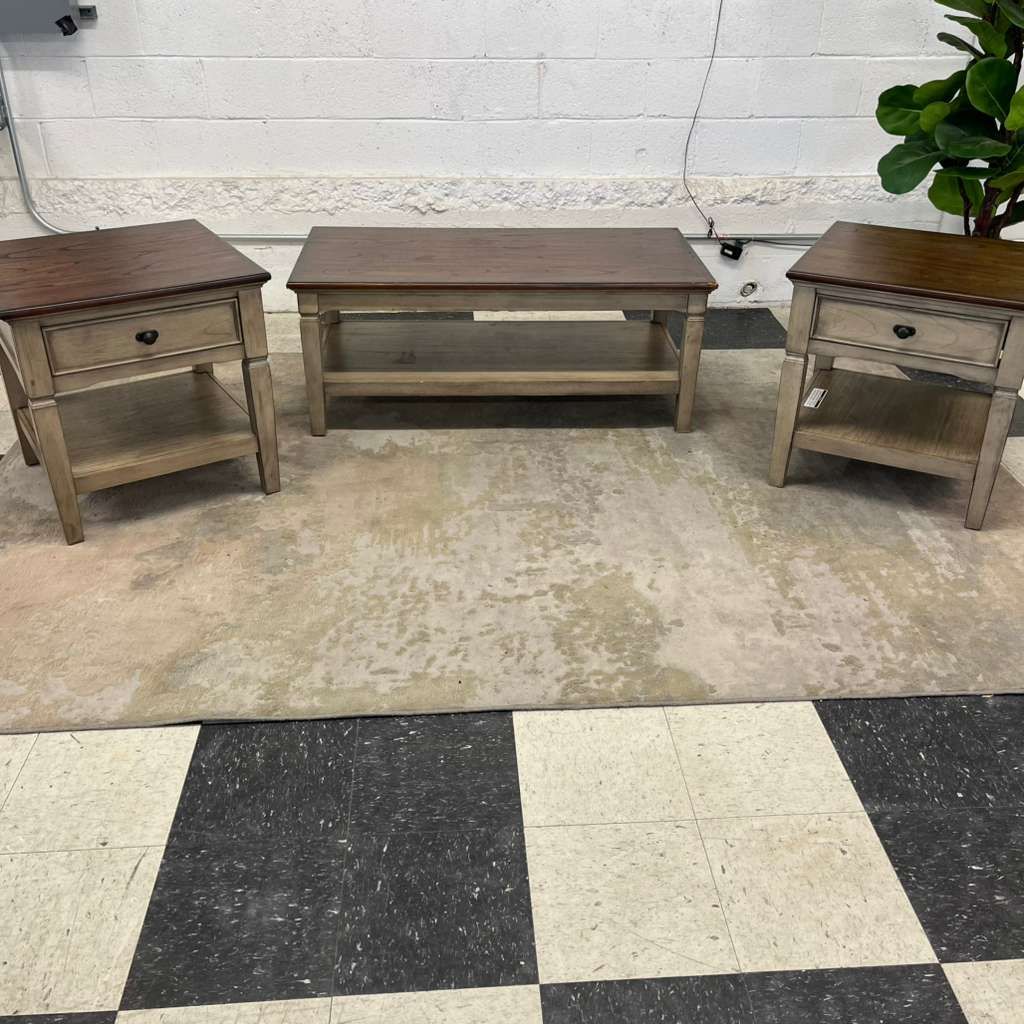 COSTCO BLAINE 3-PIECE SET, COFFEE TABLE AND 2 END TABLES!!