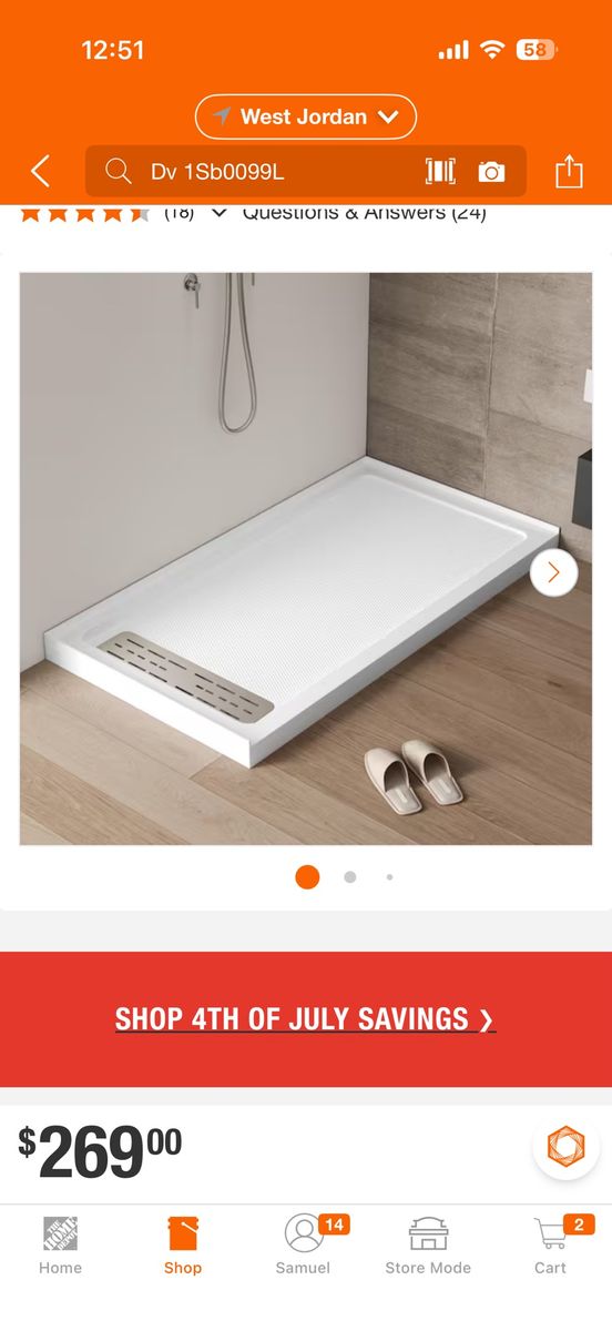 60” x 32” Shower Pan Base in White with Left Drain and Stainless Steel Cover