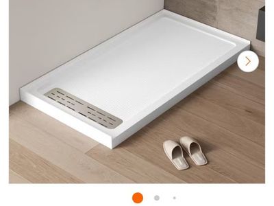 60” x 32” Shower Pan Base in White with Left Drain and Stainless Steel Cover