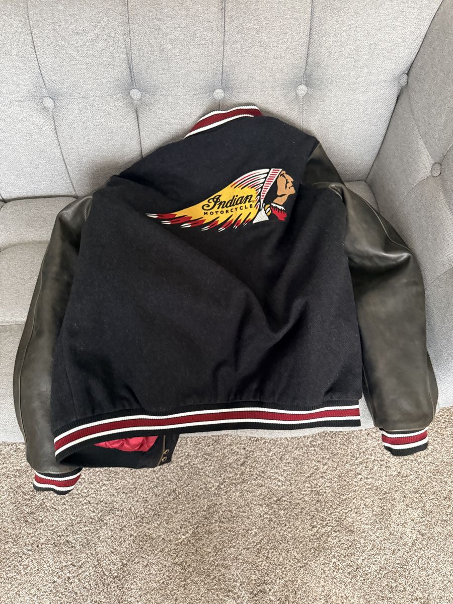 Indian Motorcycle Company Varsity Jacket XL - Leather & Wool with Embroidered Logo