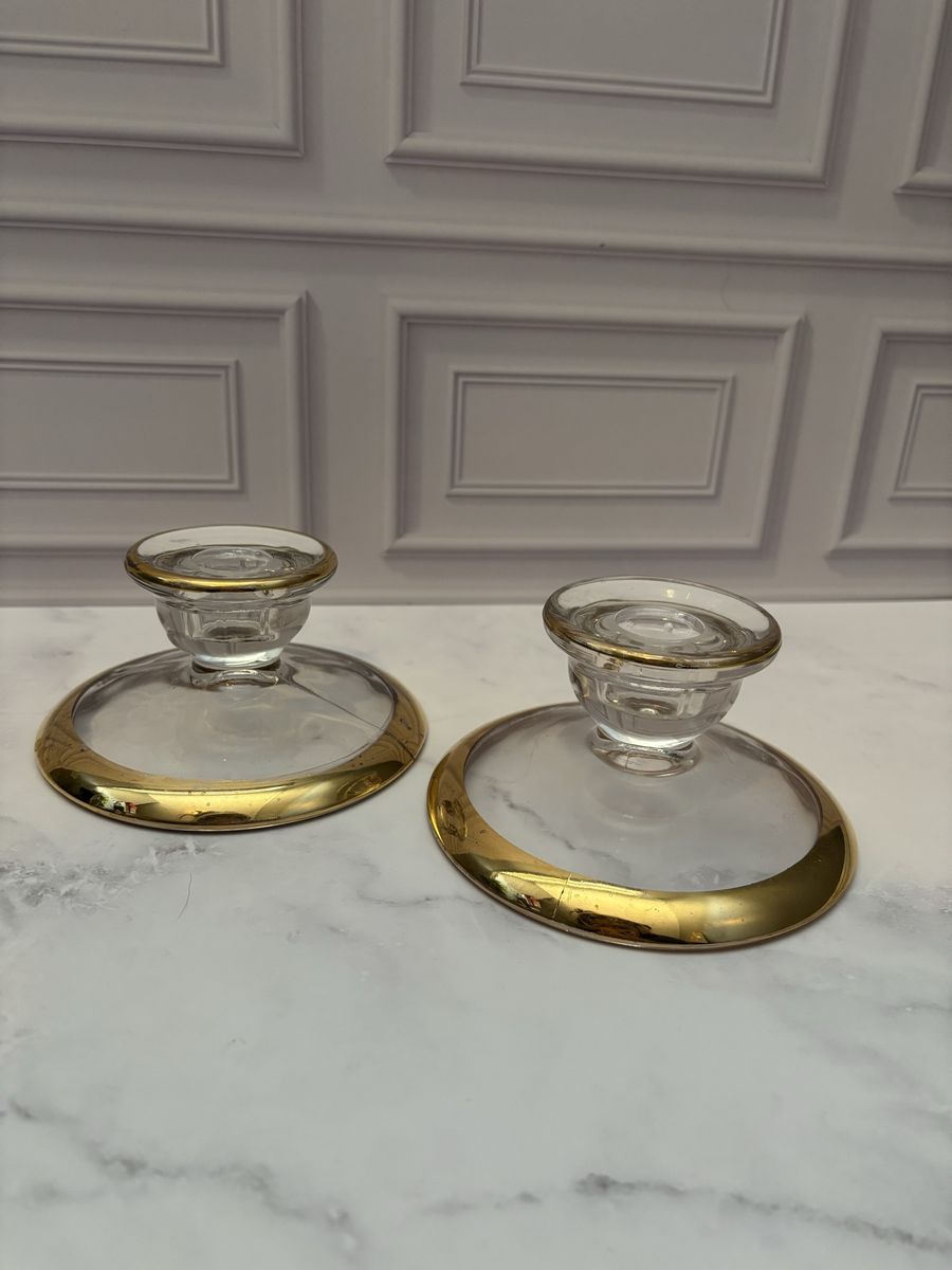 Vintage Glass Candle Holder Set