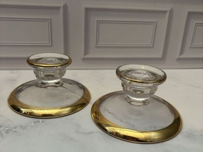 Vintage Glass Candle Holder Set