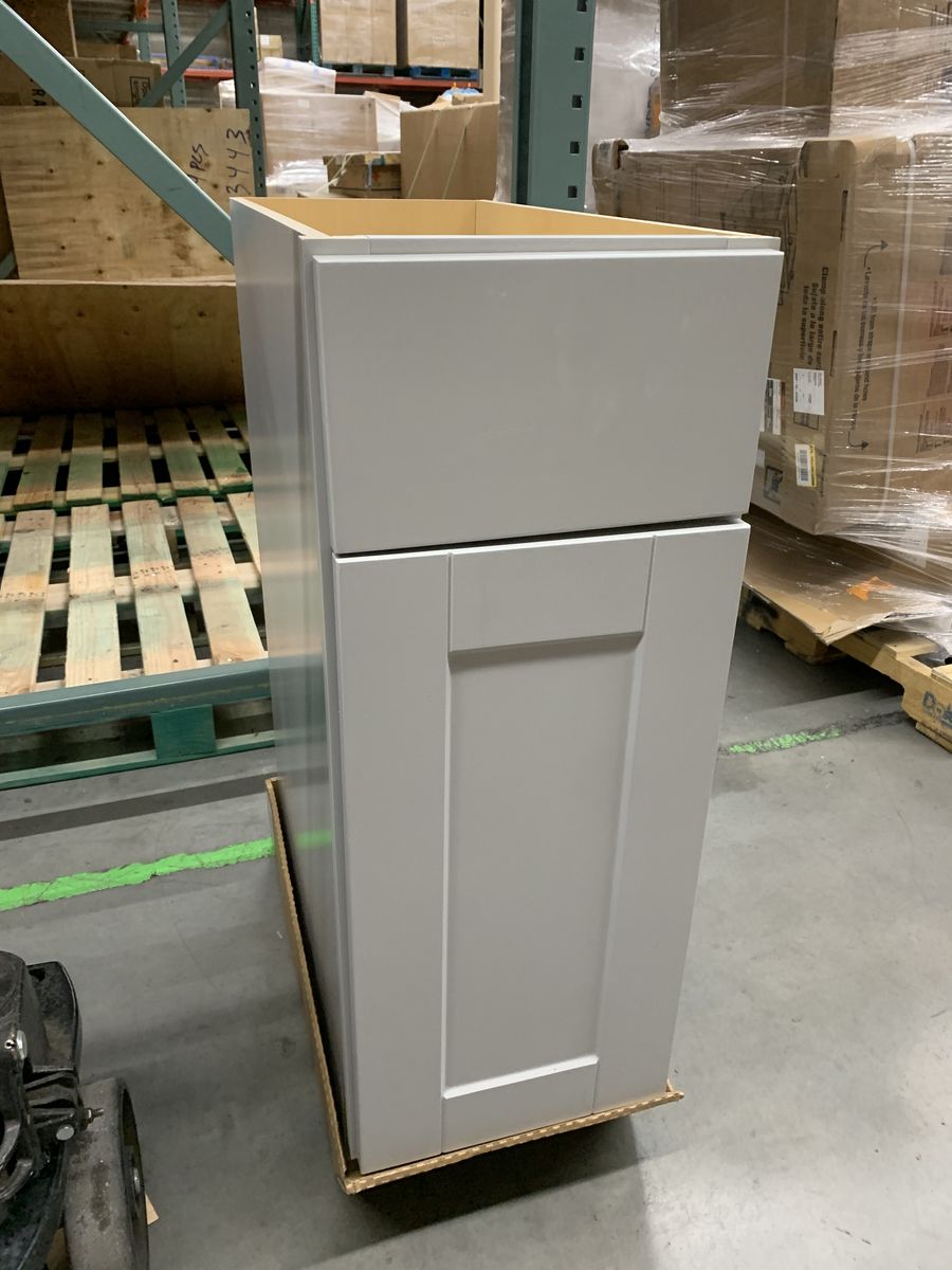 Hampton Bay Shaker 12 in. W x 24 in. D x 34.5 in. H Assembled Base Kitchen Cabinet in Dove Gray