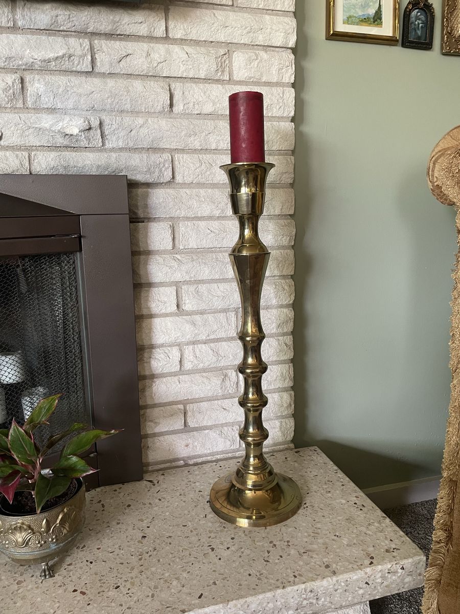 Vintage Tall Brass Candle Holder