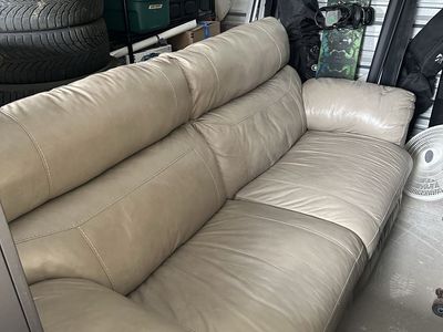 Light Grey Leather Reclining Couch