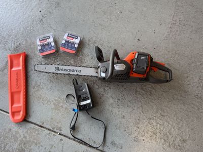 Husqvarna Power Axe 350i Battery Chainsaw with Charger and Chains - $175 OBO