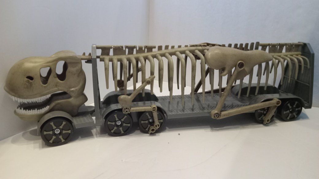 Kids Dinosaur Hauling Skull Bones Semi Truck 23.5" X 5.5"