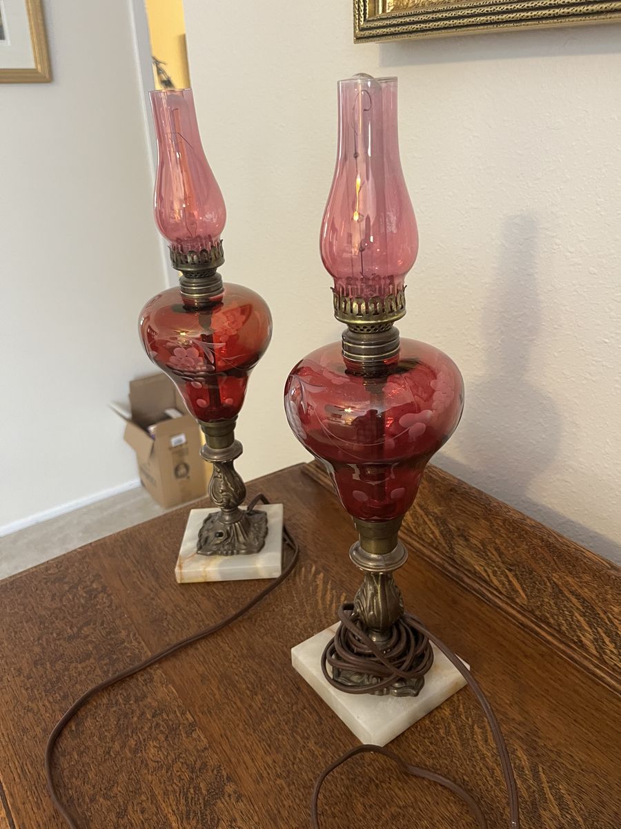 Antique Cranberry Glass Lamps