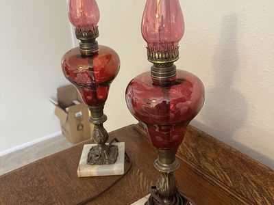 Antique Cranberry Glass Lamps