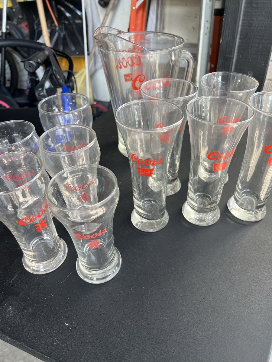Vintage Coors glasses & pitcher
