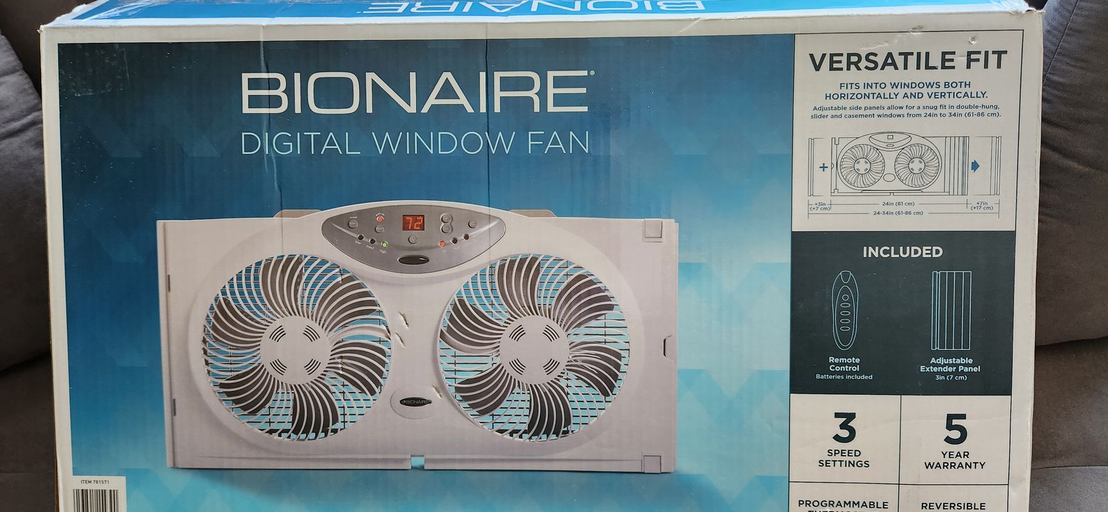 Bionaire Window Fan with Reversible Airflow Blades