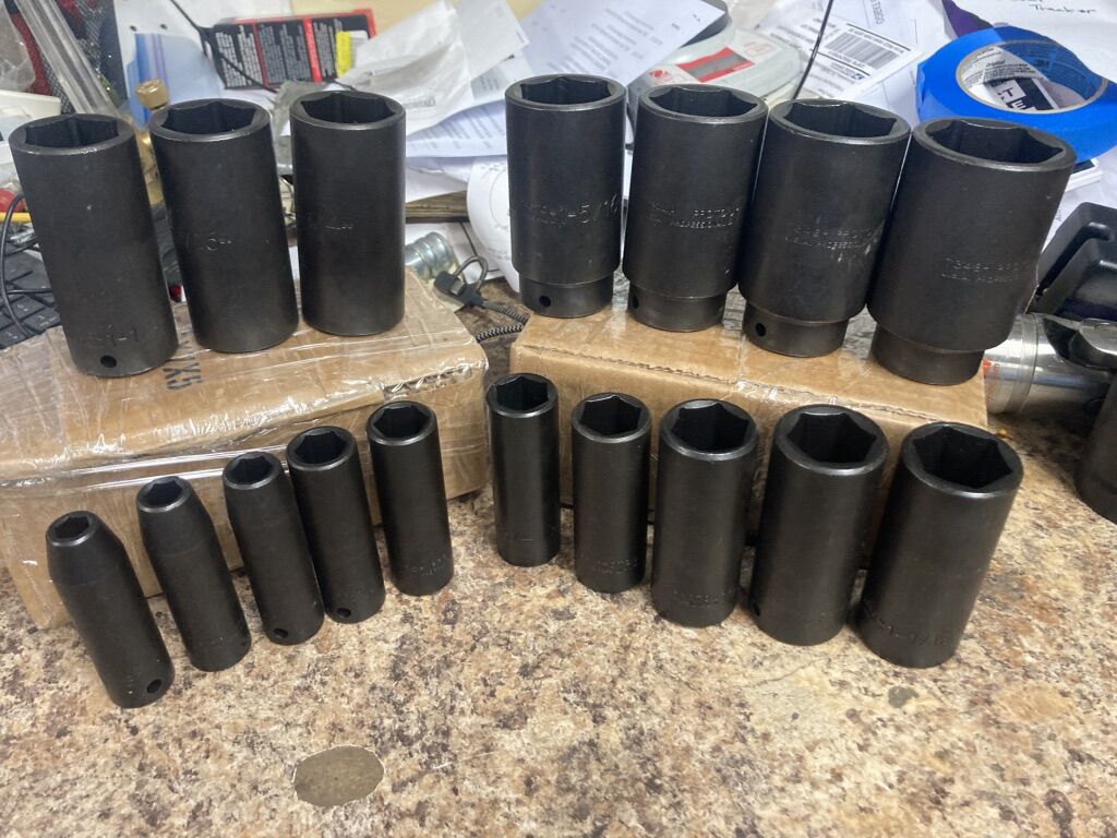 Proto 17 Pc Sae 1/2 -3/8-1-1/2 Impact deep Socket