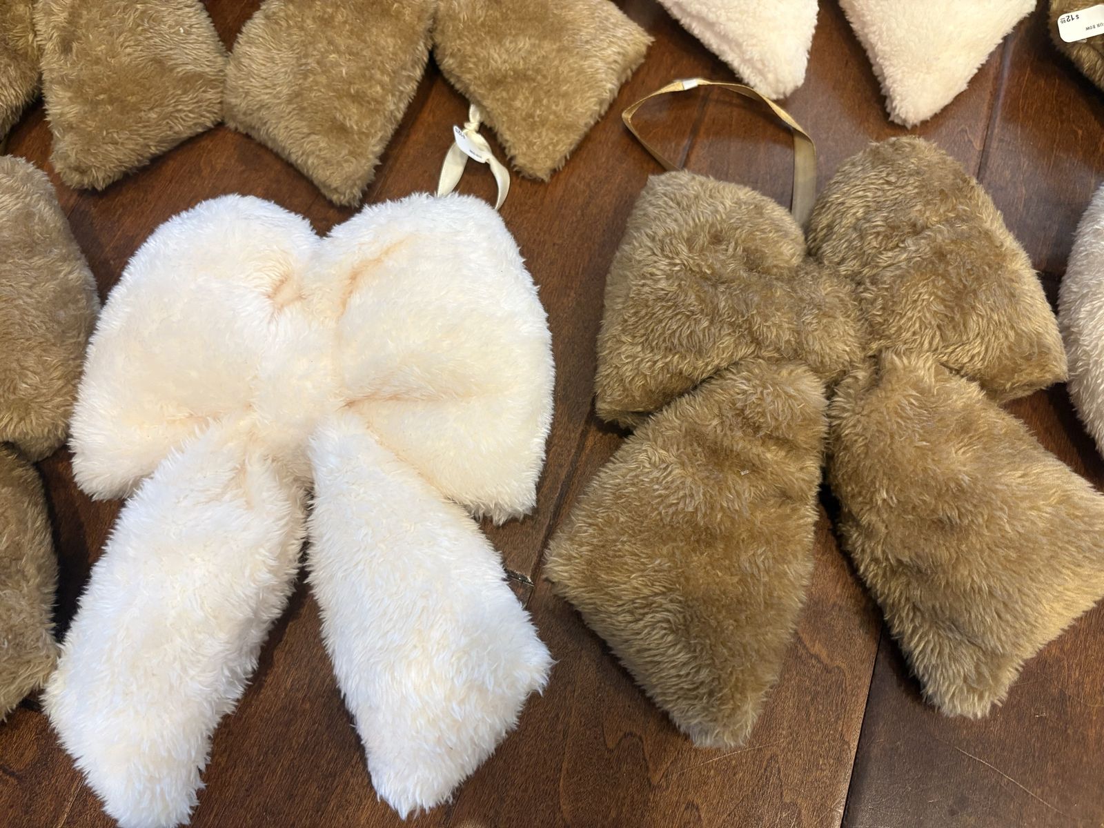 Set of 12 New Fuzzy Bows w/ Hanging Ribbons 