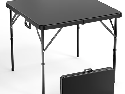 NEW Vingili Black Square Folding Table 34" x 34" Portable Commercial Table Bifolding