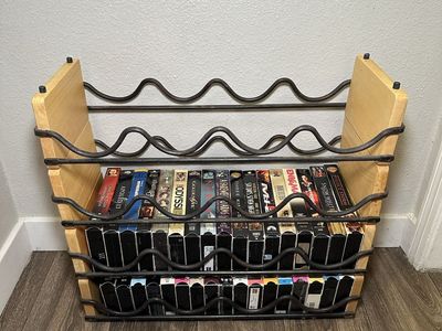 Modular Wood and Wrought Iron VHS Storage Rack Set OF 4