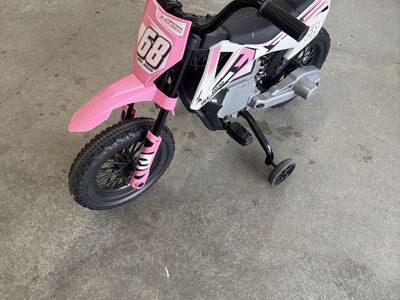 Pink Electric Dirt Bike Ride-On Toy with Training Wheels