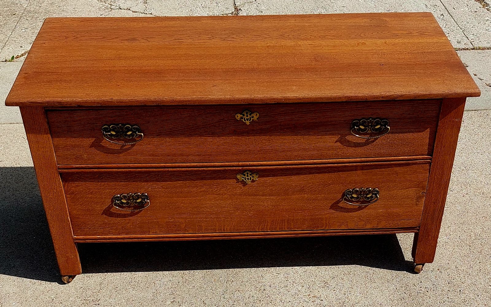 Antique Oak Lowboy Dresser 2 Drawer