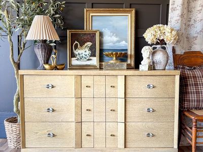 Vintage MCM Blonde Mahogany Dresser Project