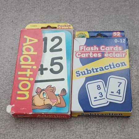 Pocket Flash Cards: Addition & Subtraction Math Learning Set (52 Cards Each, 0-12)