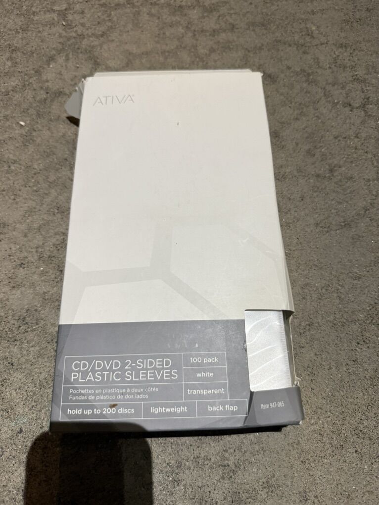 Ativa CD/DVD 2 Sided Covers, White 100 Pack