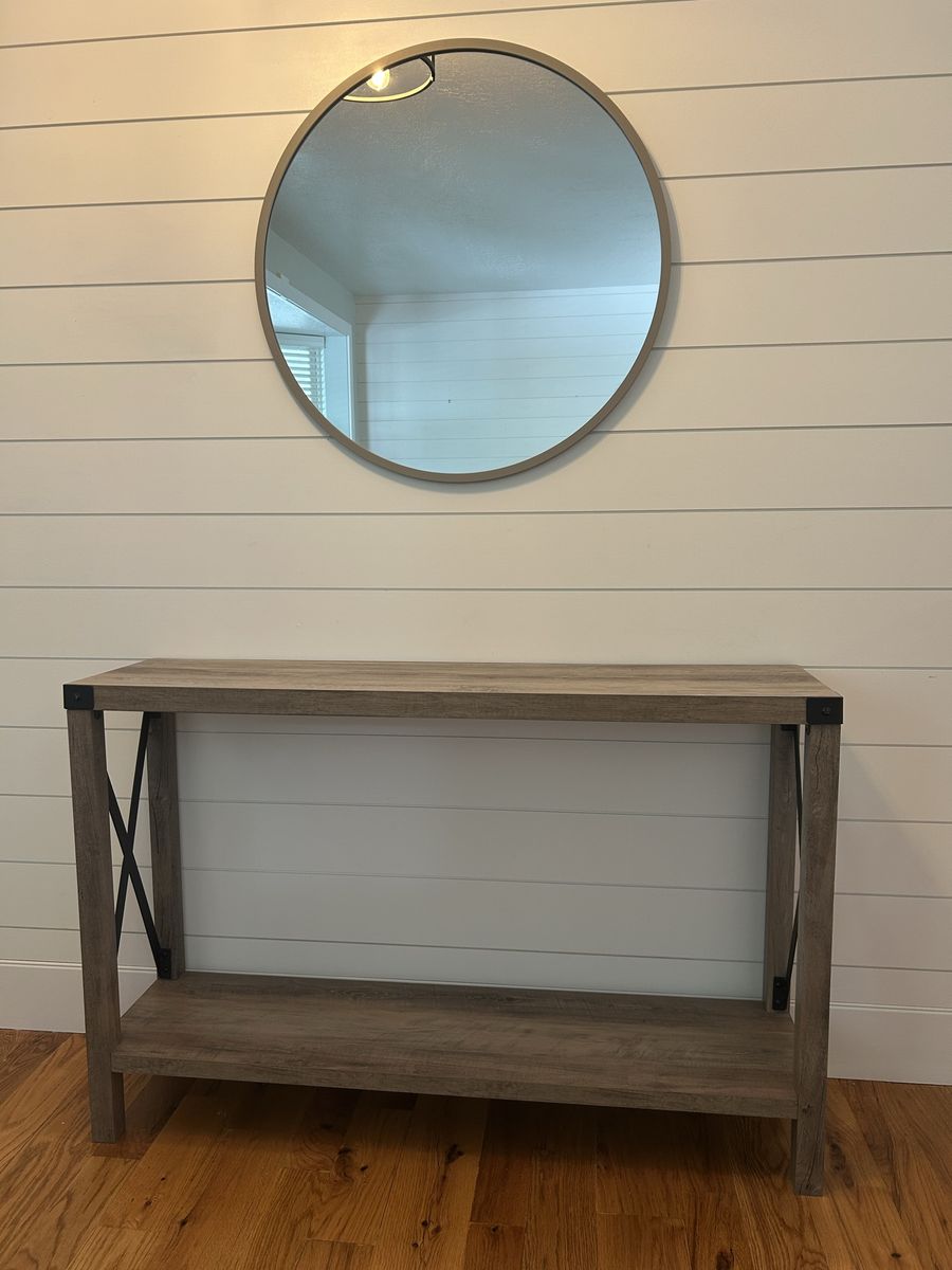 Rustic-look console entry table