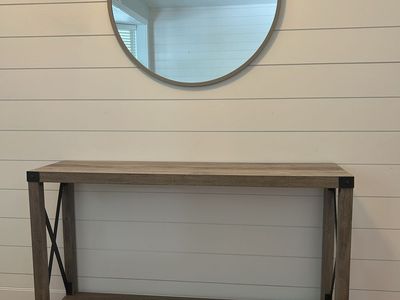 Rustic-look console entry table