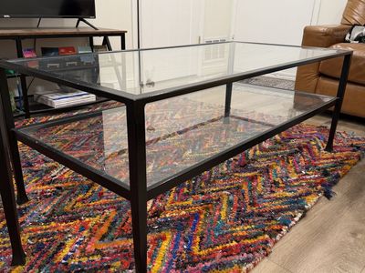 Pottery Barn Glass & Metal Coffee Table + Matching Side Table – Modern Set