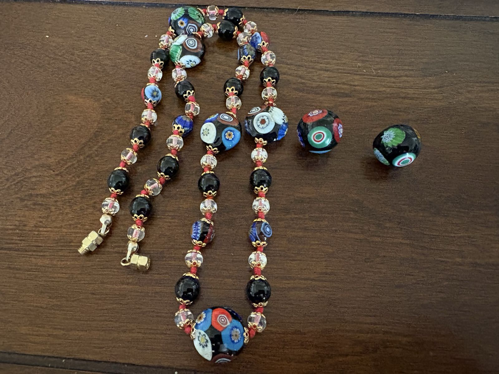 Vintage Murano Glass Necklace & Earrings from Venice
