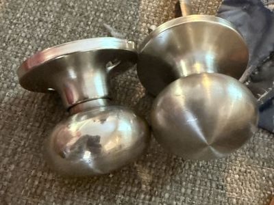 Schlage Satin Nickel Door Knobs - Adjustable Backset 2-3/8" or 2-3/4", Fits 1-3/8" to 1-3/4" Doors
