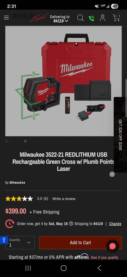 Milwaukee 3522-21 REDLITHIUM USB Rechargeable Green Cross Line & Plumb Points Laser Kit