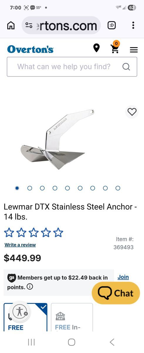 Lewmar DTX Stainless Steel Anchor