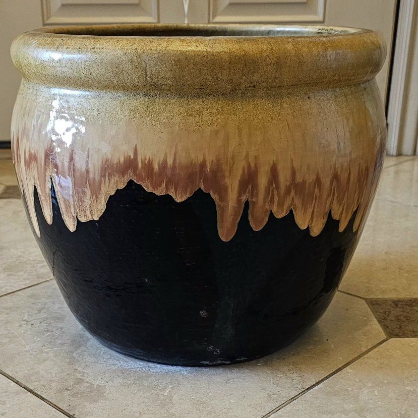 Glazed Pottery Planter 14"W 15"T